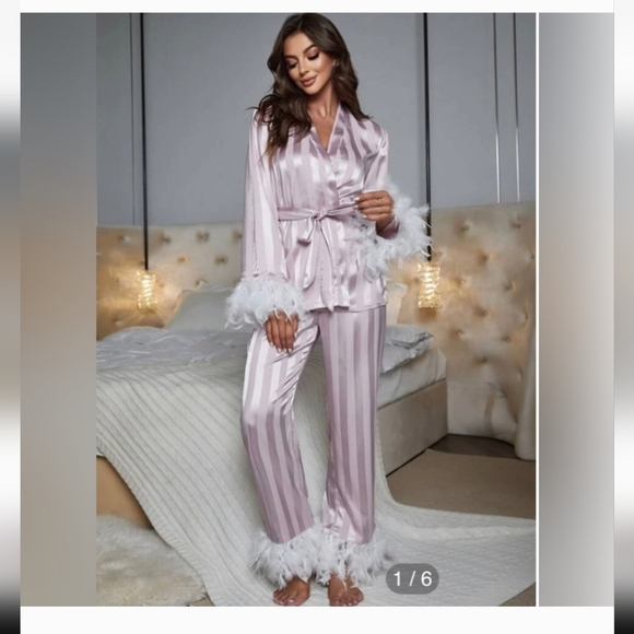 Fancy bougie pajama set with feathers, size M - Picture 1 of 11